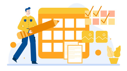 Man holding a pencil next to a calendar, suitable for scheduling, time management, brainstorming concepts, and planning reminders.