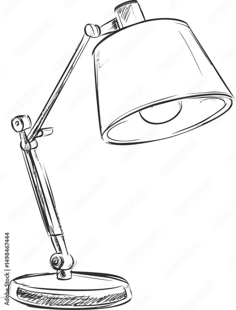 Aufkleber sketch of an adjustable desk lamp with clean lines and modern design. vector illustration