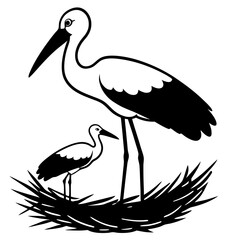 stork and baby