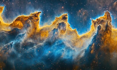 Cosmic Cliffs Nebula, star formation, space, gas clouds, interstellar dust, background stars, astronomy