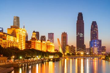 Obraz premium City view of Tianjin China at night