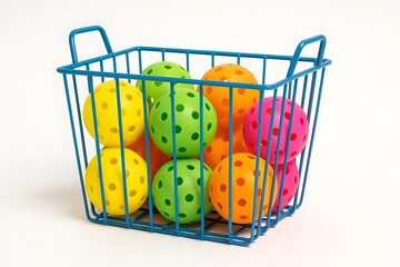 basket with colorful pickleball
