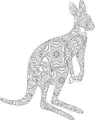 Intricate Mandala Design Kangaroo Coloring Page Adult Coloring Book
