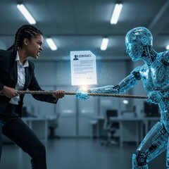 Woman and Robot Tug-of-War Contract