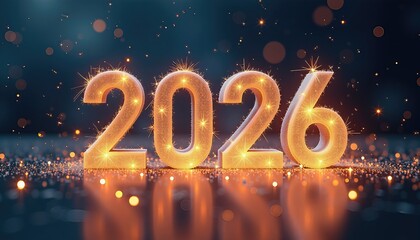 Magical Happy New Year 2026 Text in Sparkling Fairy Dust with a Starry Night Sky