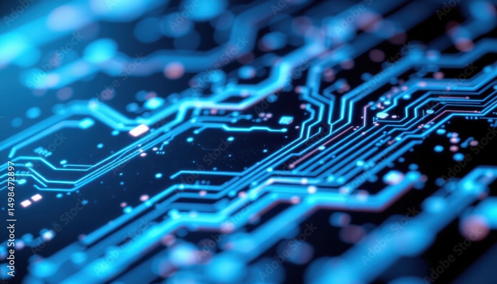 Fototapete Exploring technological circuits digital world graphic design abstract close-up view innovation concepts