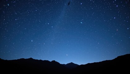 Fototapeta premium Stargazing event under a clear night sky mountain range nature photography serene atmosphere wide-angle view