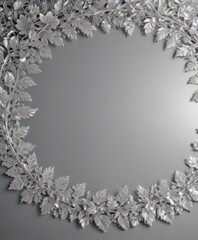 Silver leaf lace border, shimmering metallic background,  shine,  refined,  metal