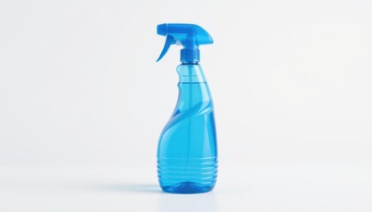 Cleaning action with blue spray bottle indoor setting product photography minimalist style focus on cleaning concept
