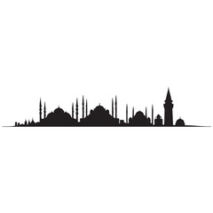 Naklejka premium Turkey skyline and landmarks design, vector illustration. Vector black silhouette. with white background