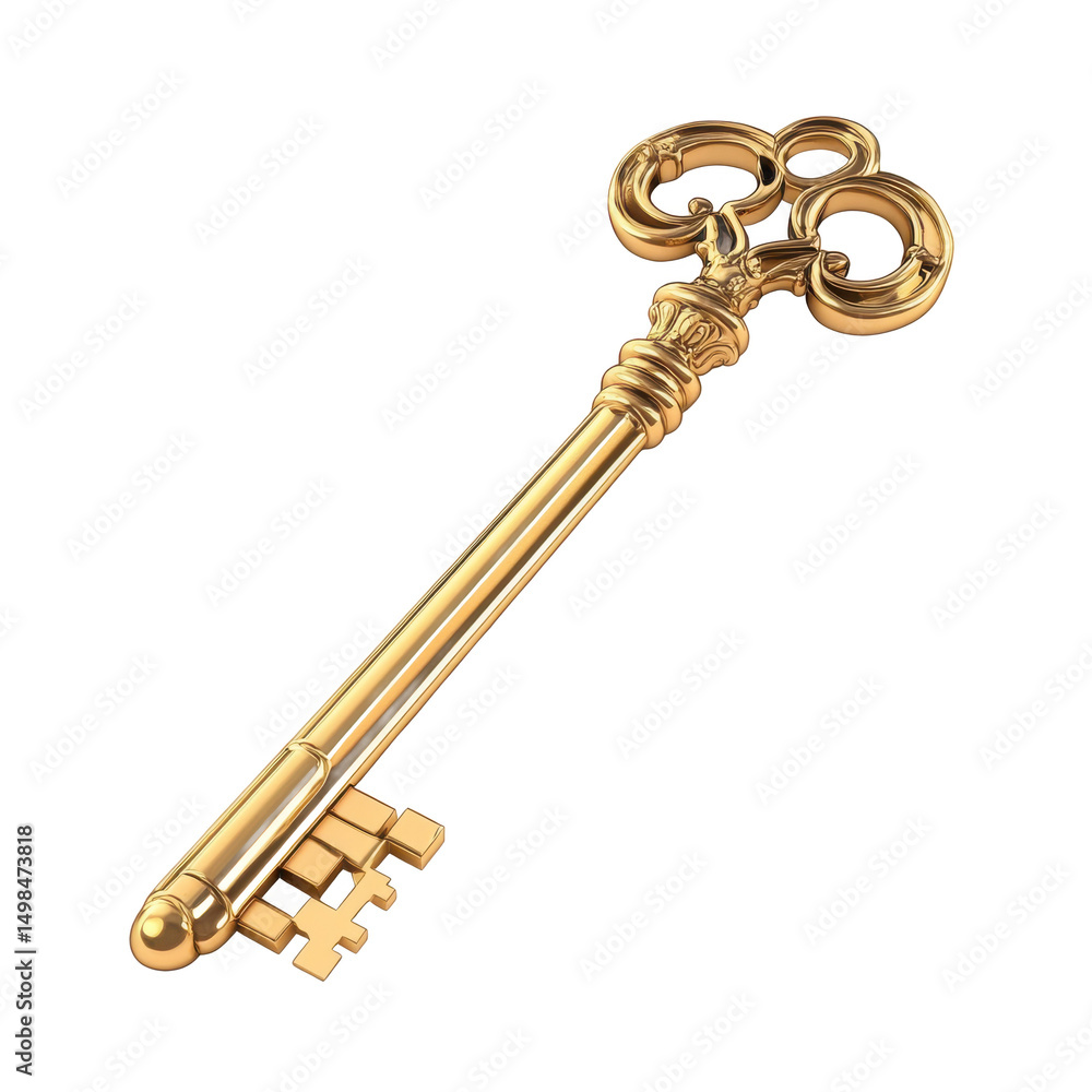 Poster unlocking secrets a golden antique key for security and access with intricate design and vintage cha