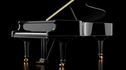 Close-up of elegant, shiny new piano keys viewed from a classic side angle with ample caption space on the side. The image highlights craftsmanship, musical sophistication, and timeless beauty.


