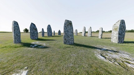 Celtic mythology stone circle druids casting spells white background to highlight ancient mysticism