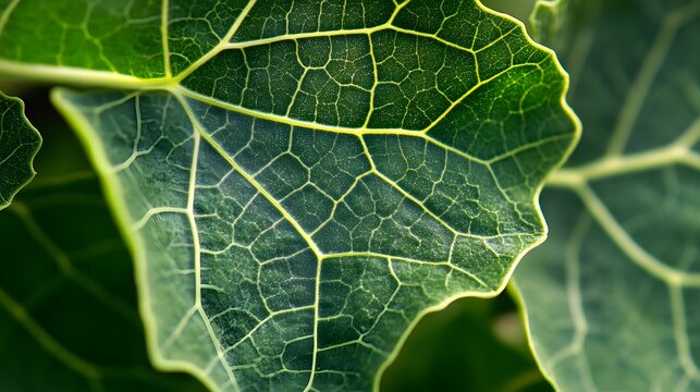 Close-up view of a leaf's intricate vein structure.