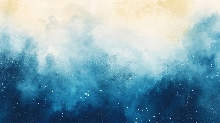 Obraz premium Abstract watercolor galaxy background with smooth blends and soft transitions in vivid blue and gold tones, artistic cosmic wallpaper design for creative projects, dreamy starry atmosphere