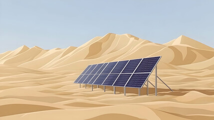 Solar panels in a desert landscape, showcasing sustainable energy and renewable resources in arid environments.
