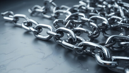 Fototapeta premium Interconnected Metallic Links on Smooth Surface Conveying Strength and Unity