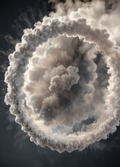 Thick, billowing steam perpetually ascending, forming a circular pattern , black, spiral