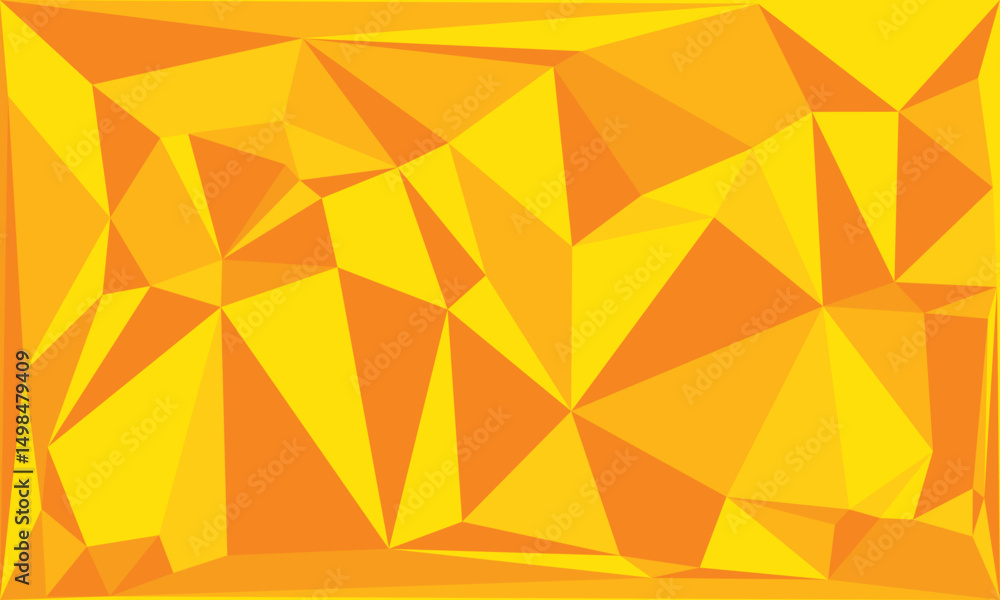Poster abstract geometric background with polygons yellow to orange color. triangular polygons.