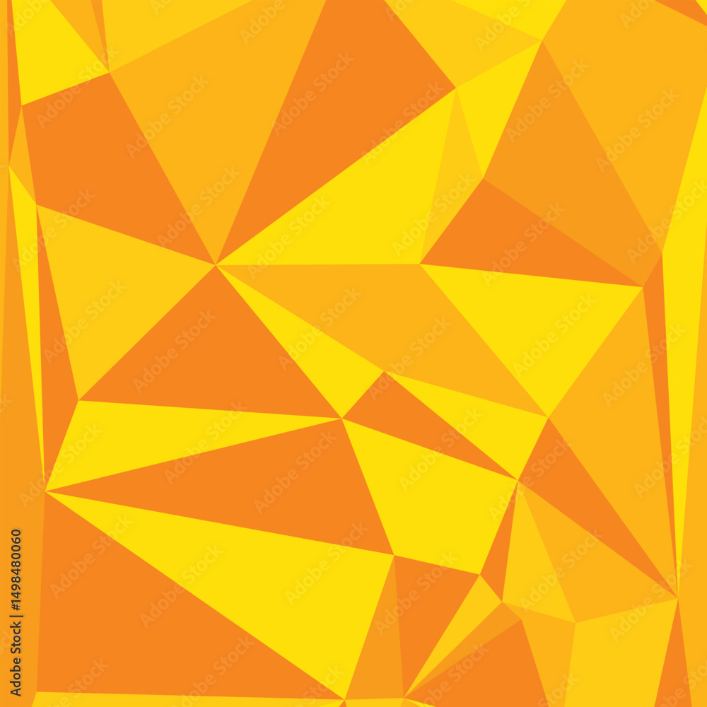 Poster abstract geometric background with polygons yellow to orange color. triangular polygons.