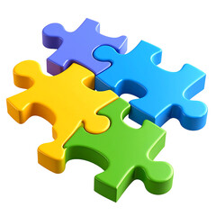 Obraz premium Colorful 3D Puzzle Pieces Interlocking Teamwork, Collaboration, and Solution Concept