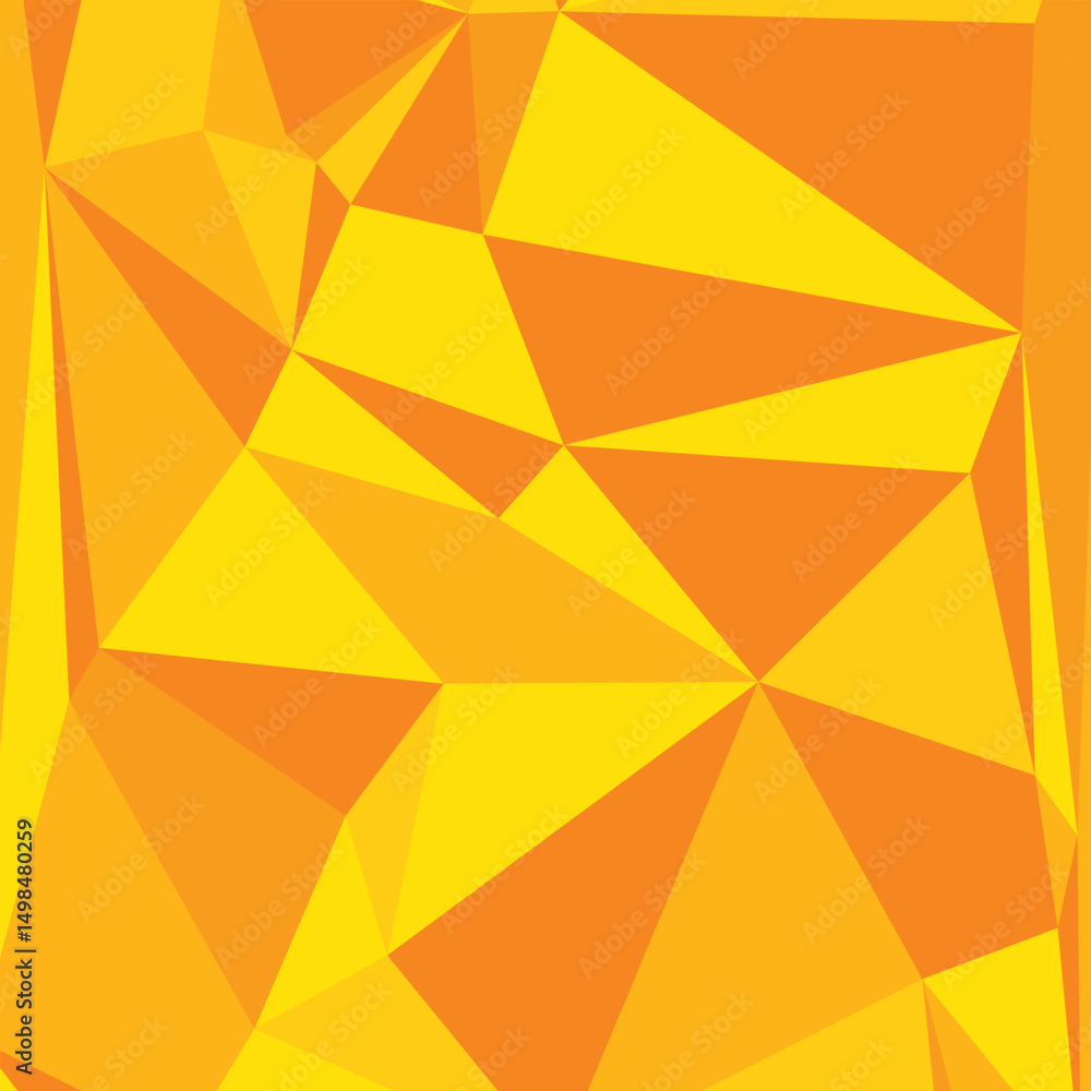 Poster abstract geometric background with polygons yellow to orange color. triangular polygons.