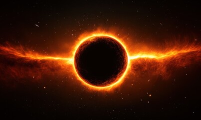 Fiery planet in space, cosmic event, nebula background, science fiction art