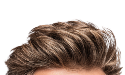 Close-up blonde hair texture in stylish quiff hairstyle, cut out