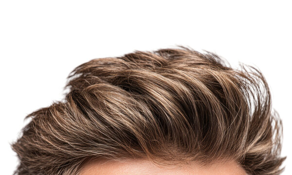 Close-up blonde hair texture in stylish quiff hairstyle, cut out