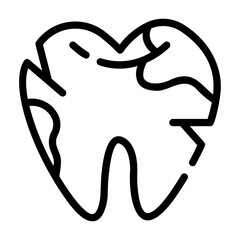 broken tooth Line Icon