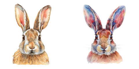 rabbit head watercolor vector illustration