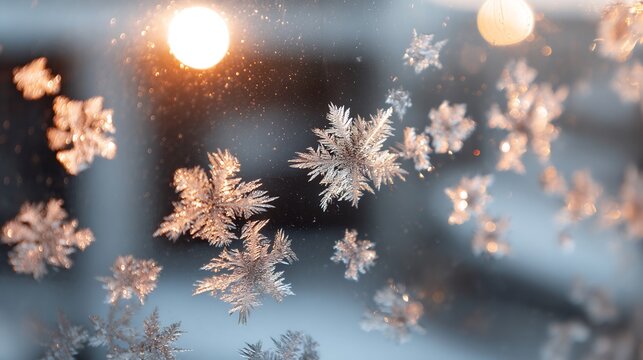 Christmas window frost pattern abstract icy details nature inspired decorative background