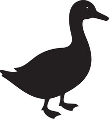 Duck Silhouette: A minimalist portrayal of a duck in silhouette, its form defined by stark black lines against a stark background. a striking and versatile design.