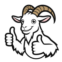 Eid al-Adha icon, mascot or character, goat giving thumbs up, high quality
