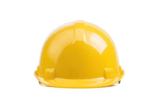 Front view of yellow construction hard hat safety gear, cut out