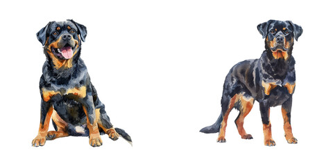 Obraz premium rottweiler watercolor vector illustration