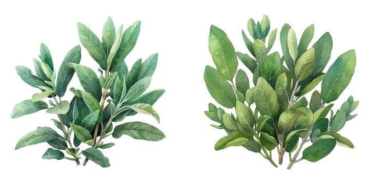 sage watercolor vector illustration