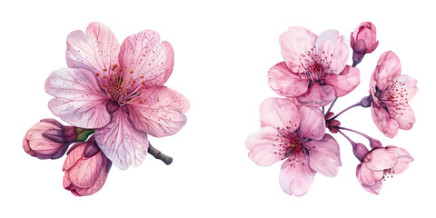 sakura flowers watercolor vector illustration