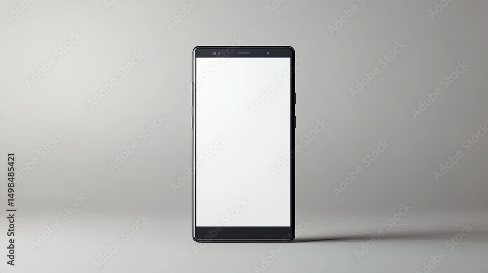 Aufkleber Modern Black Smartphone Mockup Blank Screen Technology Device Minimalist Design Studio Background Presentation App Interface Digital Mobile Phone Realistic Illustration  