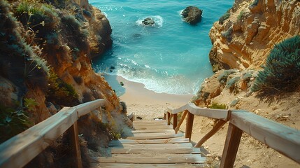   A breathtaking view of a hidden beach in the Algarve, Portugal