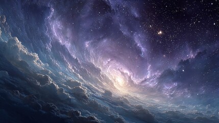 Stunning Blue-Purple Nebula with Stars - Galaxy Background Space Wallpaper for Phone Screens, Ideal for Sci-Fi Visuals, Book Covers, Digital Art, Astronomy Education, Cosmic Exploration, Meditation As