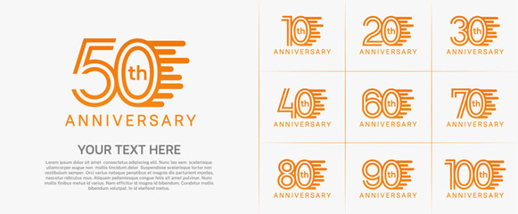 Anniversary logo type set with double line number. orange color can be use special moment
