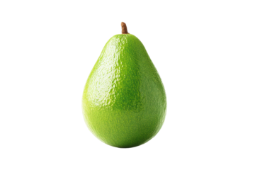 Vibrant green avocado isolated on black background, cut out