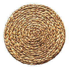 Modern Eco Straw Mat with Natural Woven Texture Isolated on Transparent Background