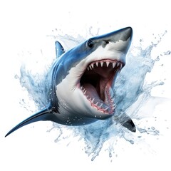 Obraz premium Shark with open mouth shark splash white.