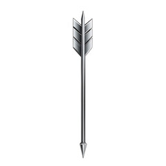 Sleek Arrow with a Polished Finish in Metallic Silver Isolated on Transparent Background