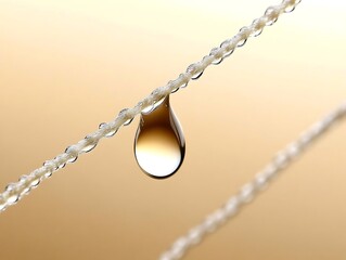 A Thin Spider's Silk with a Reflective Droplet, a Minimalist Background, a Precision Macro Photography Shot