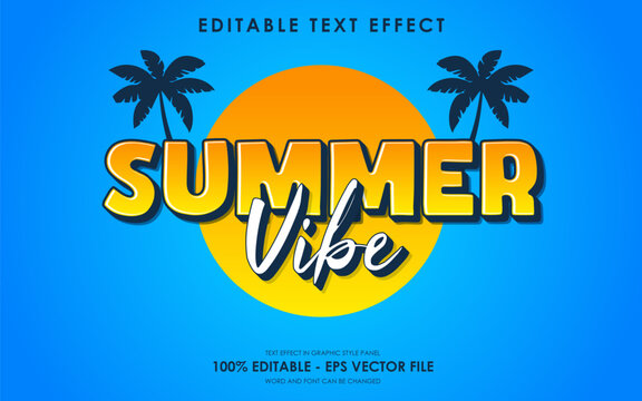 Editable summer vibe text effect