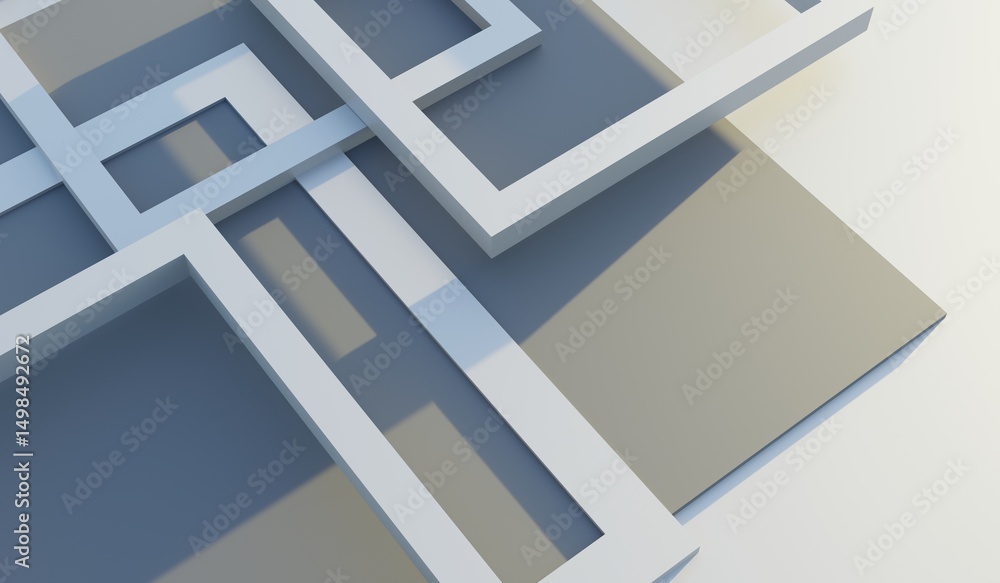 Poster abstract background square frame line simple 3d illustration