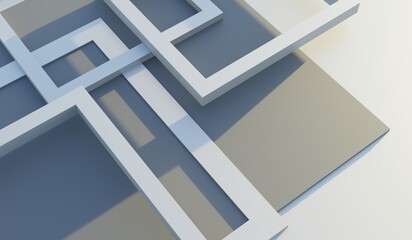 Abstract background square frame line simple 3d illustration